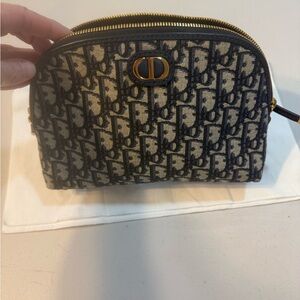 Dior Black and Cream Canvas Pouch